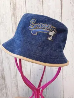 【新品】スヌーピー　バケハ　ネイビー　刺繍