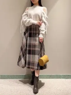 SNIDEL スナイデル ロービングチェックミディスカート