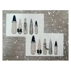 ネイルチップ ベージュ 黒 銀