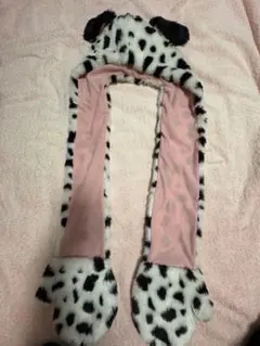 ダルメシアン柄フード付きスカーフ