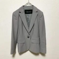 MICHEL KLEIN ストライプテーラードジャケット グレー 38のサムネイル