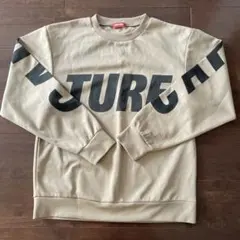 ベージュ 大きなロゴプリント トレーナー L