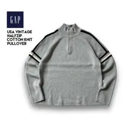 USA古着02'年製GAPハーフジップコットンニットプルオーバー ハイネックリブ