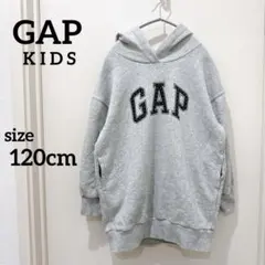GAP KIDS　裏起毛　ロゴパーカー ワンピース　120cm　グレー　フード