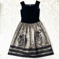 M'S GRACY ベロアタフタチュールワンピース ドレス ブラック 38/M