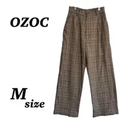 【OZOC】グレンチェック　ワイドパンツ　ブラウン　ボトムス　秋