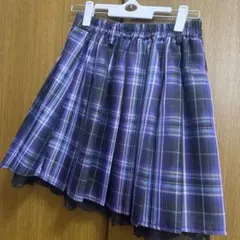 NOEMIE ノエミー チェーン付き裾レースプリーツスカート 紫