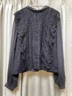 dazzlin シフォンレースブラウス　長袖　シアー袖