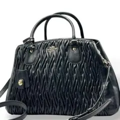 美品 コーチ マディソン ギャザーバッグ レザー 35910 ブラック