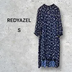 《訳あり》レディアゼル 花柄ワンピース 半袖 五分袖 ネイビー