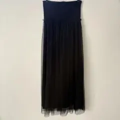 【gu】ブラックチュールロングスカート