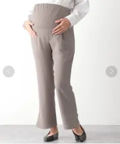 レプシィム　LEPSIM　マタニティパンツ　フレアスリットパンツ　グレー