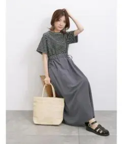 サマンサモスモス ブルー ボーダードッキングワンピースのサムネイル