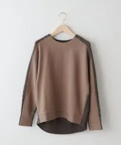 ジェナエスパスメルヴェイユ 裏毛ニットドッキングプルオーバー トレーナー 異素材