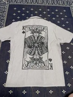 THRASHER 半袖シャツ ストライプ トランプ柄 バックプリントのサムネイル