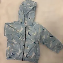 Petit Bateau 水色 鳥プリント ジャケット 24m 86cm