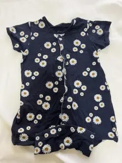 デイジー柄ロンパース 60-70cm ネイビー