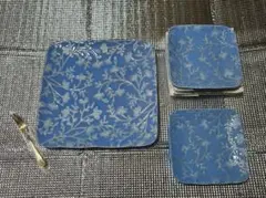 青華パーティーセット大皿、小皿5枚のセット フォーク付き