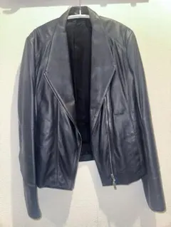 ライダース風レザージャケット 花紺色 コムサデモード