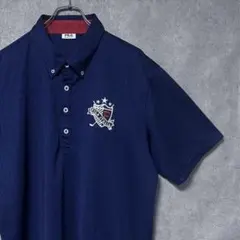 ビームスゴルフ 半袖 ポロシャツ L ネイビー ワッペン パープル