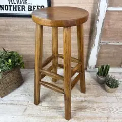 オールドチーク天然無垢材丸木脚スツール丸M木製イス花台ナチュラル