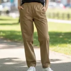 美品 ジーユー GU カジュアルパンツ M ベージュ ゴムウエスト ポケット