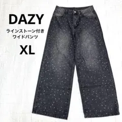 DAZY ラインストーン付ワイドパンツ デニム ブラックウォッシュ XLのサムネイル