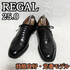 REGAL プレーントゥ 25 レザー 黒 型押し 外羽根 ビジネス シボ加工