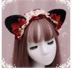 ヘッドドレス　ネコ耳カチューシャ　ネコ耳　メイド　コスプレ　仮装　衣装