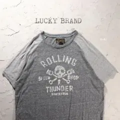 LUCKY BRAND ラグランTシャツ　骸骨　ピストン　グレー　フェードのサムネイル