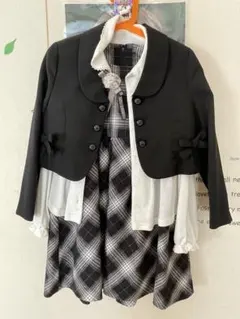 フォーマルドレスとジャケットセット 黒白チェック　130
