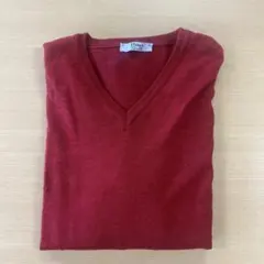 【お値引き】Vitter 赤 Vネック長袖ニットセーター　メンズL