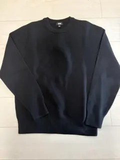 ウォッシャブルミラノリブクールネックセーター　黒
