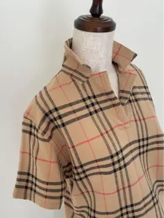 【Burberry GOLF】ノバチェック柄スキッパー鹿の子ポロシャツ