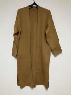 ブラウン ロングカーディガン スリット入り