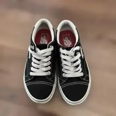 vans スニーカー　スケボー刺繍　黒　21cm