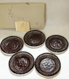 籃胎漆器（らんたいしっき）茶托　５枚セット　コースター　漆器