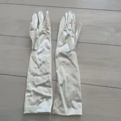 アイボリー サテン ロングウェディンググローブ
