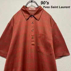 希少 90sヴィンテージ イヴサンローラン ポロシャツ 総柄 ワンポイント 刺繍