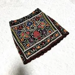 【ザラウーマン】（XS）花柄刺繍ミニスカート インド製 マルチカラーのサムネイル