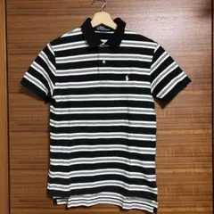 ラルフローレン　半袖ポロシャツ 黒と白のストライプ