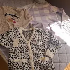 Jenni ヒョウ柄カーディガンとチェック柄セーター3着セット