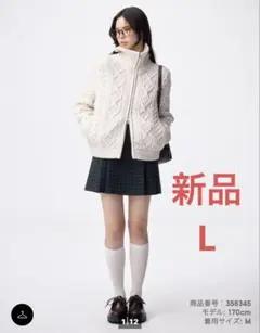 GU サイドプリーツチェックスコート　スコート　チェック　ネイビー　L