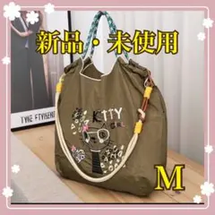 ★ 新品未使用　猫刺繍エコバッグ　猫　kitty キティーM ストラップ付き