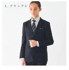 キッズ フォーマルスーツ 黒 ストライプ ネクタイ付き