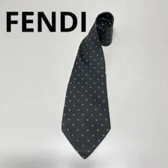 FENDI ネクタイ ドット柄 ネイビー×イエロー