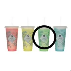 Starbucks　スタバ　カラーチェンジリユーザブルカップ　グリーン　キャップ