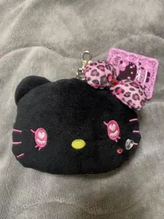 ハローキティ　フェイスリールパスケース　ブラック