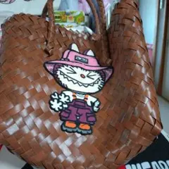 LABUBU ラブブ トートバッグ ナイロン製 編み込み かご風 ラブブバック