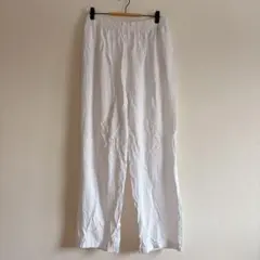 1点物✨白 ホワイト ワイドパンツ ゴムウエスト ポケット付き 裏地なし